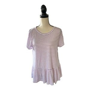 ♥️Caslon♥️Purlpe and white strip, short sleeve blouse size (Small)